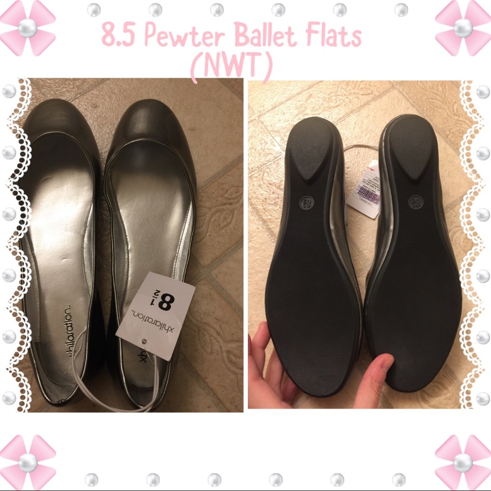 🆕 Xhilaration Pewter Ballet shoes NWT